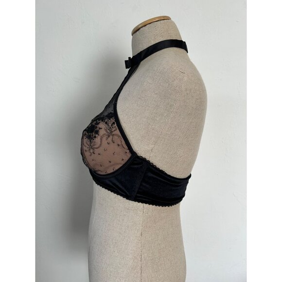 Victoria's Secret Women's Medium High-Neck Embroidered Bra Top - Picture 13 of 14